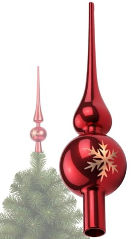 Menz Weihnachtsbaumspitze Rot glänzend – Umweltfreie Christbaumspitze aus Hochwertigem PS – Universelle Tannenbaumspitze für Weihnachtsdeko Aller Stile