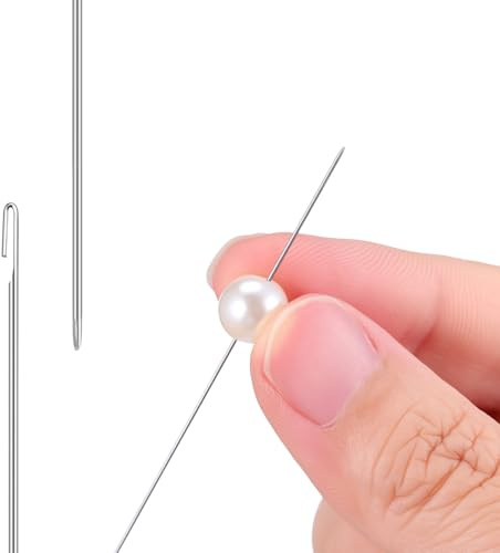 Alipis 10 Pezzi Agli Infila Perline in Acciaio Inox Perline Fai da Te Ago da Cucito per Creazione Gioielli Artigianali Strumenti per Infilare per Lavori Manuali