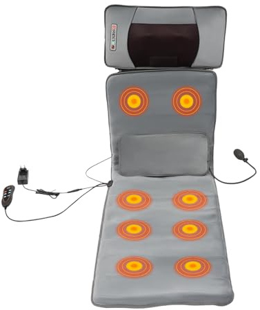 Elektrisk Shiatsu massagematta med värmefunktion | massagedyna för hela kroppen för rygg och hals | 9 lägen massagesittdyna ryggmassageapparat för stol, soffa och säng