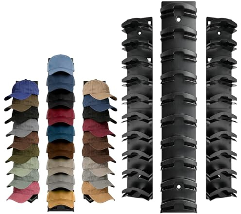 NONETO 3 Pcs Black Hat Racks for Baseball Caps Storage