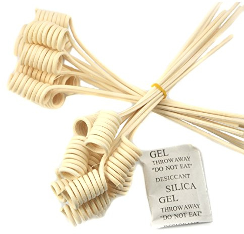 Wavy Spiry Natural Rattan Reed Fragrance Diffuser Replacement Refill Sticks 20 Pieces (7 Spiral, Natural Color)