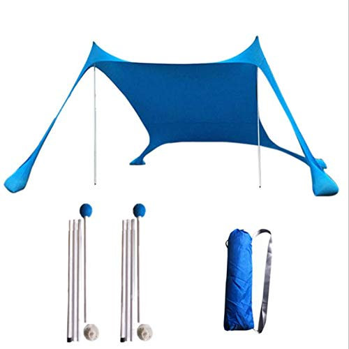 Beach shade tent awning 3-4 people beach sunscreen anti-UV portable umbrella (Blue)