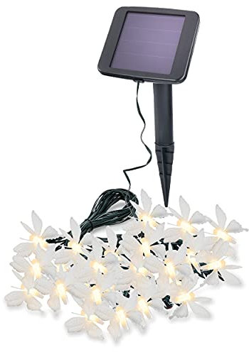Esotec Solar Schmetterling Dekolichterkette Butterflies, 9m, 30 LEDs, warmweiß, Zuleitung 2m, Akku, Solarmodul, Erdspieß, Partylichterkette, Hochzeitsdekoration, aussen, winterfest, 102183