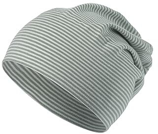 Sterntaler GOTS Beanie Ringel - Erstlingsmütze aus Singlejersey (Bio) gestreift - anschmiegsame Unisex Beanie Mütze variabel tragbar - Baby und Kinder Übergangsmütze, steingrün, Größe 37
