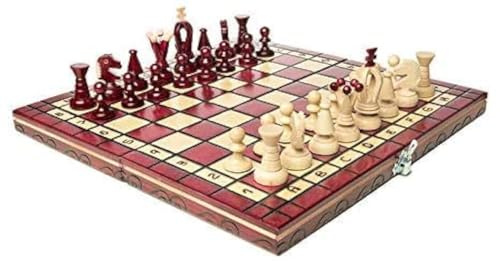 Schack- och spelbutik Muba vackert handgjort schackset i trä med träskiva och handgjorda schackpjäser presentidéprodukter (12,5 (32 cm) röd)