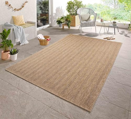 Serdim Rugs Harper Kilim Braided Herringbone Design Outdoor Rugs, Jute, Rectangle 160 x 230cm