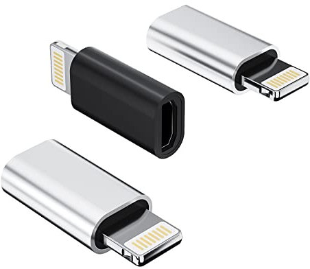 Micro USB Female to Lightning Male Charger Adapter(3Pack)Android Charging Cable Port Connector Compatible for Apple iPhone 11 12 13 14 Pro Max Mini 6 7 8 Plus X Se Ipad Charge Cord Data Sync Converter