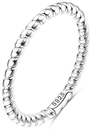 MILACOLATO Fino Anillo de Plata 925 para Mujer,Anillos de Plata de Ley | Chapados en Oro Blanco de 18 Quilates,Anillo de Dedo de Promesa de Compromiso de Boda Fino de 1,5mm Tamaño 11,75-24,75