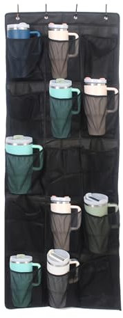 UXIETIN Cup Storage Organizer Compatible Stanley - 15 Large Bottle Pockets, Hanging Wall Mount for Various Sizes, Tumbler Storage Accessories