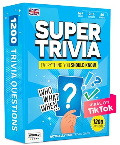 Super Trivia Game for Adults with 1200 Questions - Fun Board Game for Adults - Family Road Trip Travel Game for the Pursuit of Trivial Knowledge