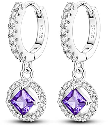 CYCUFF Orecchini a cerchio in argento Sterling 925 con zirconia cubica colorata, set di orecchini gioielli per donna, idea regalo per lei, orecchino, Argento sterling, Zirconia cubica