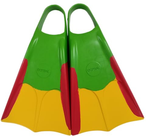DORSAL Bodyboard Bodysurfing Floating Swimfins Hawaii (Flippers) Green/Red/Yellow X-Large - Mens US Size 12 - 13
