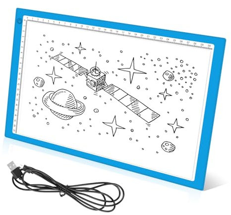 A4 Leuchttisch，Dimmbarer Leuchtplatte，Led Licht Pad A4，LED Zeichenbrett，Light Pad für Zeichnen，Diamantmalerei，Skizzieren，Röntgenbetrachtung