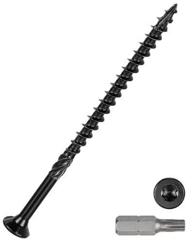 DTGN #10x3-1/2 Deck Screws - 60Pack - Good for Decks, Fences, Frames, Farms, Outdoor Furniture - Carbon Steel Wood Screws Decking Screws Epoxy Coated W/ T25 Torx Star Drive Bit - Black
