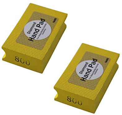 MACHSWON 2PCS Diamond Sanding Blocks 800 Grit Diamond Hand Polishing Pad Yellow Electroplated Polishing Hand Pads Hand-Held Sanding Block for Stone Ceramic Glass