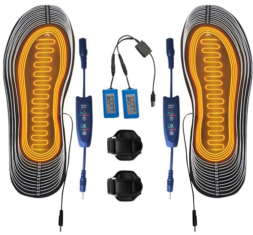 Beheizbare Sohlen, Fußwärmer Wärmesohlen mit 3 Warmstufen, Waschbar Beheizbare Einlegesohlen Fußwärmer für Damen Herren Schuhe, geeignet für Hausarbeit Skifahren Winter Camping Angeln (8000 mAh)