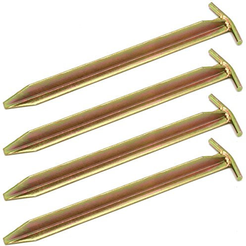 AMANKA Set de 4 Piquets en Acier galvanisé 300x25mm Sardines métalliques en T pour Grandes tentes de Camping Terrain Dur