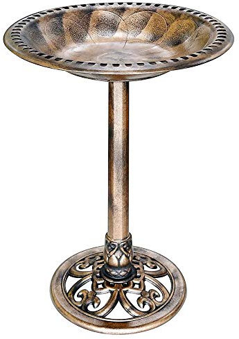 VIVOHOME Vogeltränke 71cm hoch polyresin leicht antikes Design für den Außenbereich Kupfer