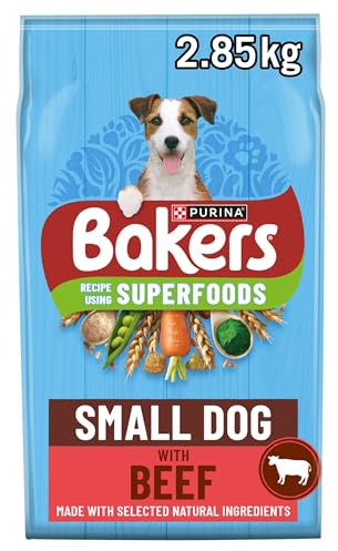 BAKERS Superfoods Small Dog Adult Dry Dog Food Beef 2.85kg (Pack of 4)