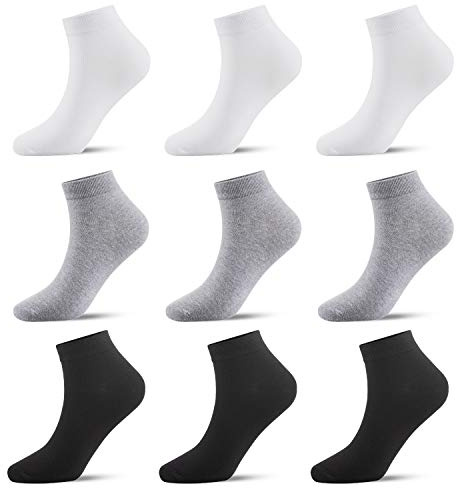 Caudblor 12 Pares Show calcetines de corte bajo de algodón para hombres y mujeres, blanco / gris / negro