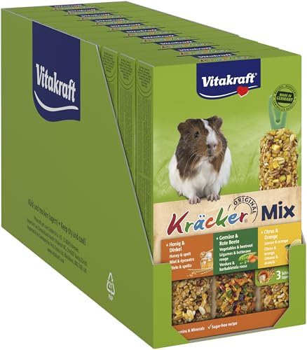 Vitakraft Kräcker Mix, Knabberstangen, für Meerschweinchen, mit Citrus, mit Gemüse, mit Honig, ohne Zusatz von Zucker und Getreide (10x 168g)