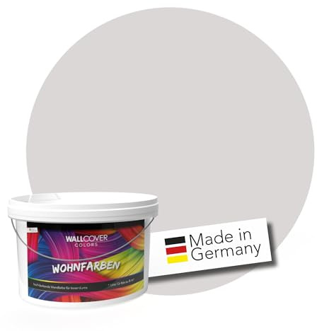WALLCOVER hochwertige Wandfarbe für Innen | Grau (Moonstone Mist) | 5L für 40m² | Hochdeckende Innenfarbe Matt (Klasse 1) | Profi Qualität aus Deutschland
