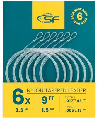 SF 6 x 6 förknutna nätstrumpor i nylon för öringfiske, 2,7 m, 6 x 6
