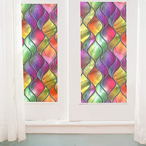 Homoyoyo 1stück Fensterfolie Sichtschutz Buntglasfolie Für Privatsphäre Uv-Schutz Statisch Haftend Wasserfest Langlebig Installieren Für Wohnräume Und Badezimmer