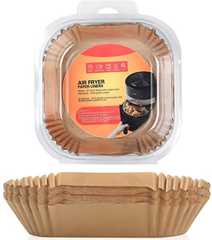 100 Feuilles Papier Sulfurisé pour Friteuse à Air, Papier Cuisson Sulfurisé Rond pour Air Fryer 17-19,5 cm, Papier Liner Antiadhésive Sans Huile Parchemin Accessoires pour Four, Micro-ondes
