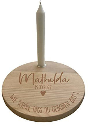 minimutz Geburtstagsteller Holz für Kinder | Personalisierter Kerzenteller Junge Mädchen | Geburtstagskranz Set mit Kerze | Alternativer Geburtsagszug Geschenk Deko