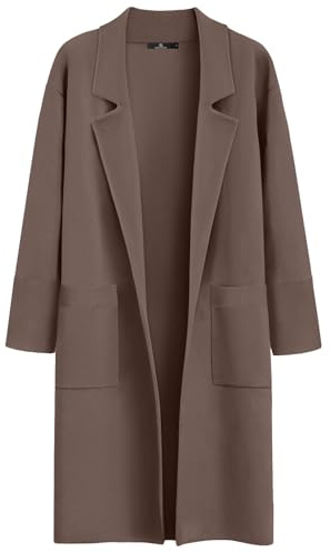 LILLUSORY Women's Long Dressy Cardigan Sweaters Fall Oversized Cozy Jacket Outfits 2025 Date Night Winter Trench Coats Nutmeg M