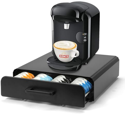 SYSYLY Kapselhalter Schubladen für Kapseln kompatibel für Tassimo,Kaffeekapselhalter/Aufbewahrungsschublade/Kaffeekapsel-Speicher-Fach und Maschinen-Standplatz 2-in-1 für Tassimo-Maschine