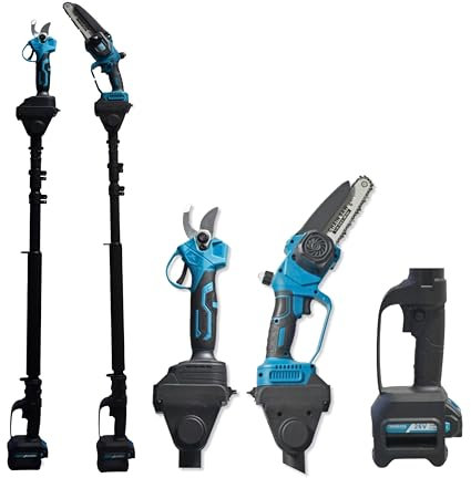 Vokot PM106 Forbici potatura elettriche Telescopiche con 2 Batterie Ricaricabili 26V, lama 30mm, incluso Motosega con lama 6, Kit cesoie e Motosega con asta telescopica professionali per giardinaggio