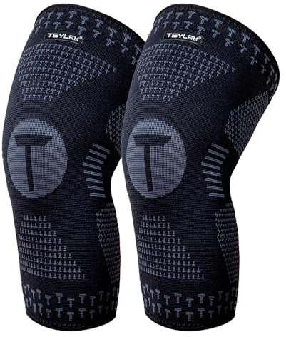 Teylam Lot de 2 genouillères médicales pour homme et femme pour déchirure du ménisque, arthrite, ACL, genouillère de compression pour basketball, volley-ball, yoga, course, jambe droite et gauche