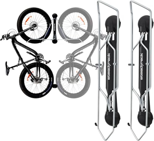 Steadyrack Cykelställ - Vertikalt Fat Tire Cykelställ. Lätt Lyft Väggfäste för Garage, Cykelförvaringslösning för 5 Däckbredd- Pack of 2