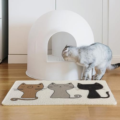 Tapis de Litière pour Chat 60 x 40 CM Tapis de Toilette pour Chat en PVC Tapis litière pour bac à litière Antidérapant Tapis de Litière Facile à Nettoyer Tapis de Nourriture pour Chat Chien