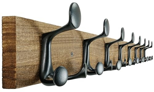 SKOLOO 43-Inch Wood Burnt Coat Rack Wall Mount with 8 Triple Hooks - Ideal for Family Entrances, Classrooms, and Pet Supplies Storage - Perfect Coat Hooks for Wall