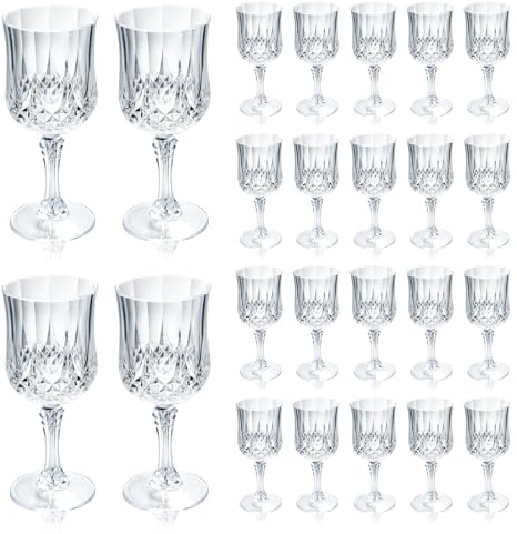 CHLJAR 24 PCS Plastic Wine Glasses 7oz,Clear Plastic Goblets Drinkware Glasses,White Wine Glasses, plastic water goblets for Wedding Wine Bar Juice Grand Event Party (Clear)