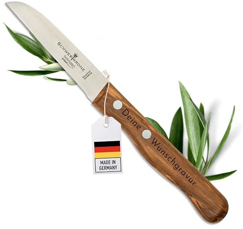 Schälmesser personalisiert, Olivenholz - Hochwertiges Solinger Kneipchen Messer als individuelles Geschenk