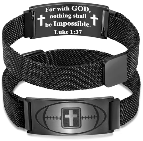 GLEZZA Football Bracelet for Men, Christian Faith Cross Bracelets Gifts
