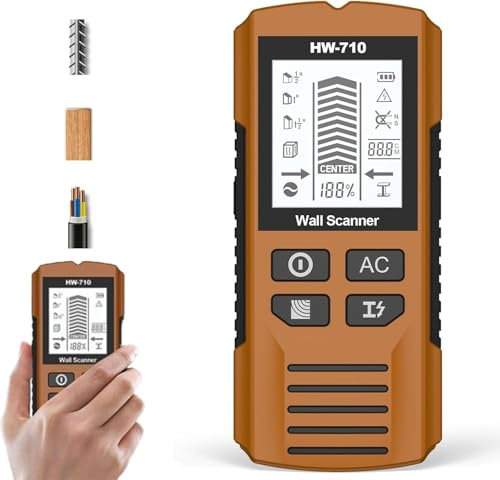 pulunto Multifunctional Handheld Metal & Wall Detector, 5-in-1 Wall Scanning Detector, Portable Wire Pipe Power Scanner, LCD Display Stud Finder Scanner, Detecting Metal, Cables, Wood