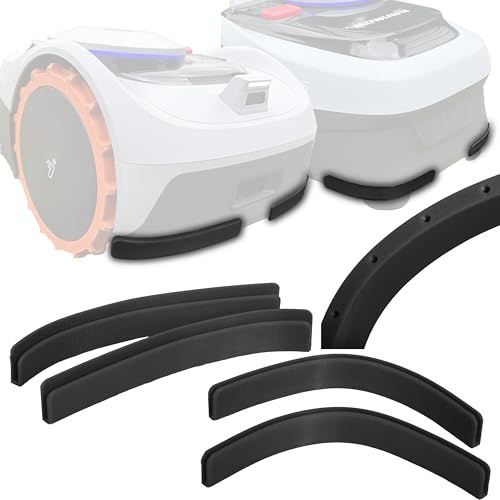 Axis Line 4x Kantenschutz grau,schwarz o. orange kompatibel mit Rasenmäher Segway Navimow i105e & i108e Schutz Bumper Tuning Mähroboter - einfach gesteckt, kein kleben, Wasserablauflöchern (schwarz)