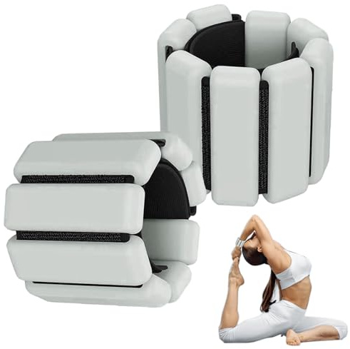 Poids de Poignet Réglables, 2 Pièces Poids Musculation en Silicone, 2 lb Manchettes Lestées Portable, Bracelet Lestées Chevilles et Poignet, pour Remise en Forme, Marche, Jogging(Gris)
