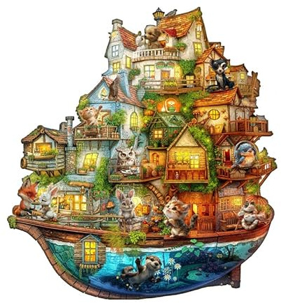 Jigfoxy Wooden Puzzles for Adults, 235-Piece Animal Ark Jigsaw Puzzle, Unique Animal-Shaped Jigsaw Puzzle for Adults and Teens, Creative Gift with Premium Wooden Box,13.4 * 12.4in