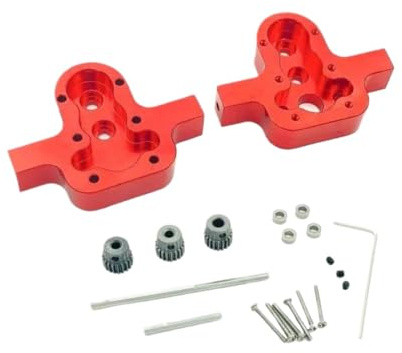 1 set metallväxellåda skydd växeldelar 370 RC bil uppgraderingsdelar kompatibla med RC bilmodeller MN D91 99 99s B14 B24 C14 C24 C34 för 370 (röd)