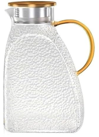 Glaskanna med lock, stor kapacitet transparent glasvattenkokare handtag värmebeständig vattenkokare for vatten, iste och juicedrycker(1800 ml)