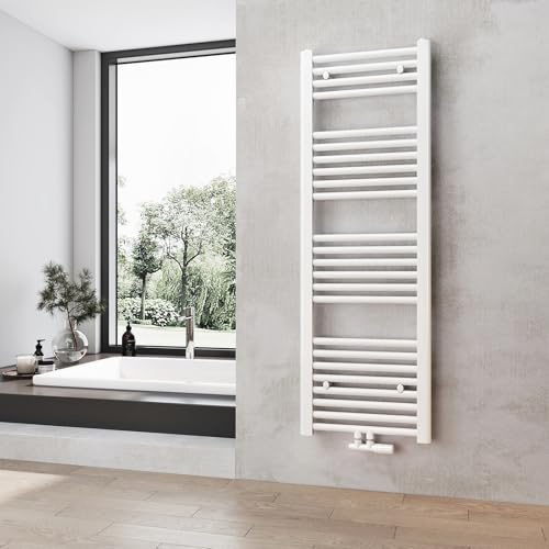 Heilmetz Badheizkörper Weiß Handtuchtrockner Heizung 1200 x 400 mm Bad Heizkörper Handtuchheizkörper Mittelanschluss Handtuchwärmer