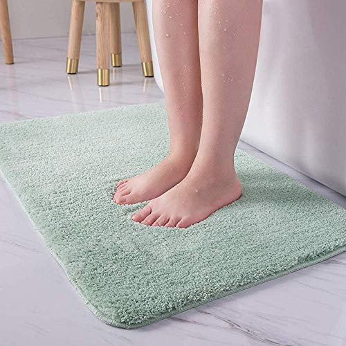LiGG LiGG Badematte Anti Rutsch Badezimmerteppich Absorbent Badteppich Einfarbige Farbe Badvorleger Badematten Fußmatte (60 x 90 cm, Grün)