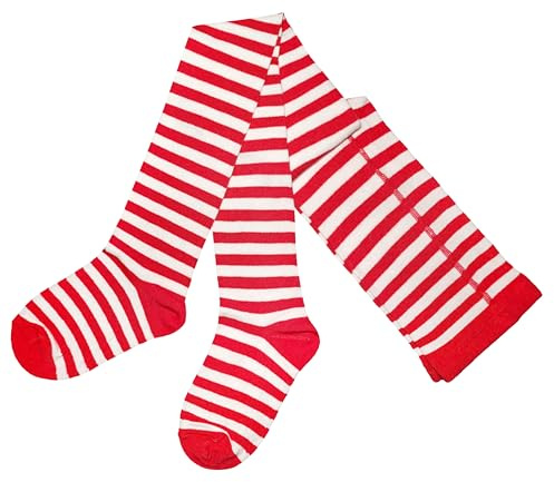 Weri Specials Baby och barnstrumpbyxor för flickor med randig i olika design- och färgvariationer., vit-röd, 110-116