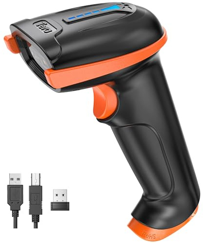 Tera Scanner di codici a barre QR 2D wireless USB cablato 1D 2D lettore di codici a barre senza fili per codici a barre digitali/stampati, funziona con Windows Mac Linux, D5100, arancione